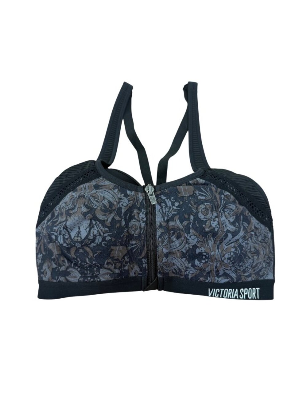 Knockout By Victorias Secret Front-Close Floral Sport Bra Black 32D Dual-Strap R